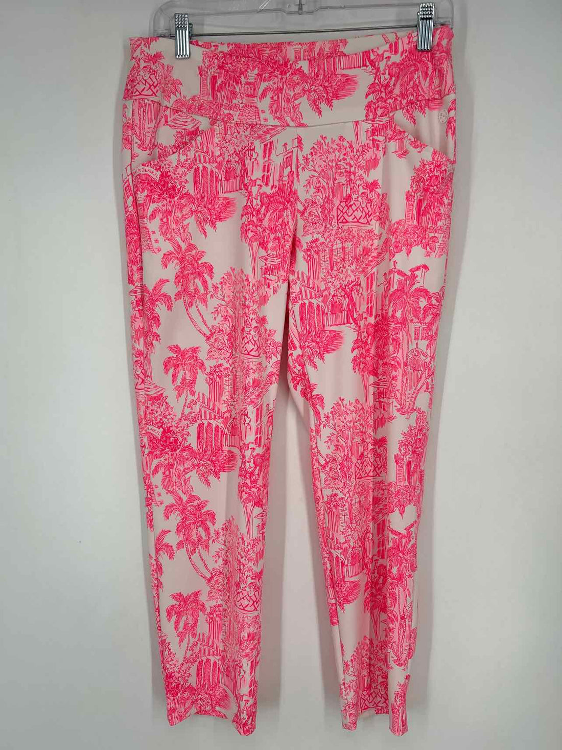 Lilly Pulitzer Luxletic Size 8 White & Pink Print Active Pants