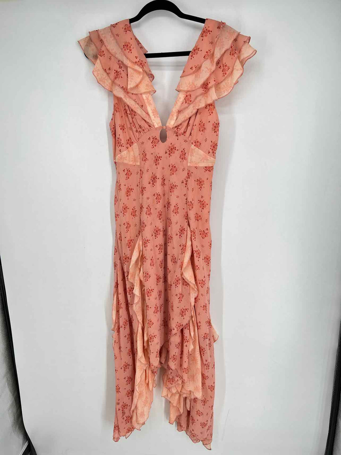 Free People Size S Pink Floral Short Sleeve Dress