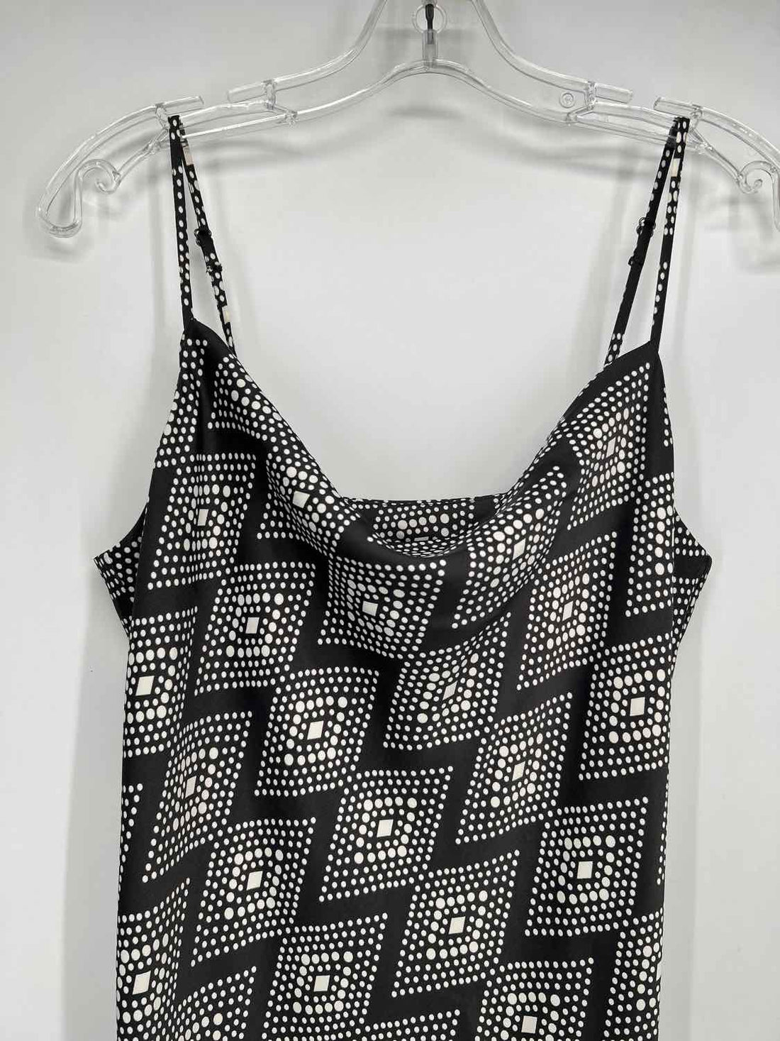 Banana Republic Size M Dark Gray & White Satin Sleeveless Dress
