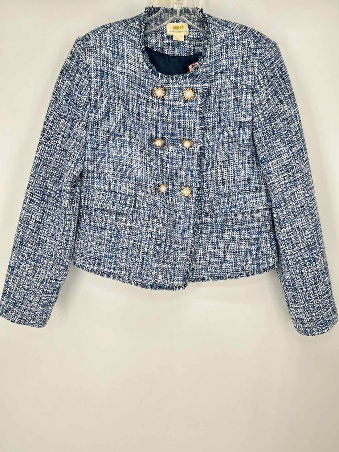 Maeve Size 6 Blue & White Tweed Blazer