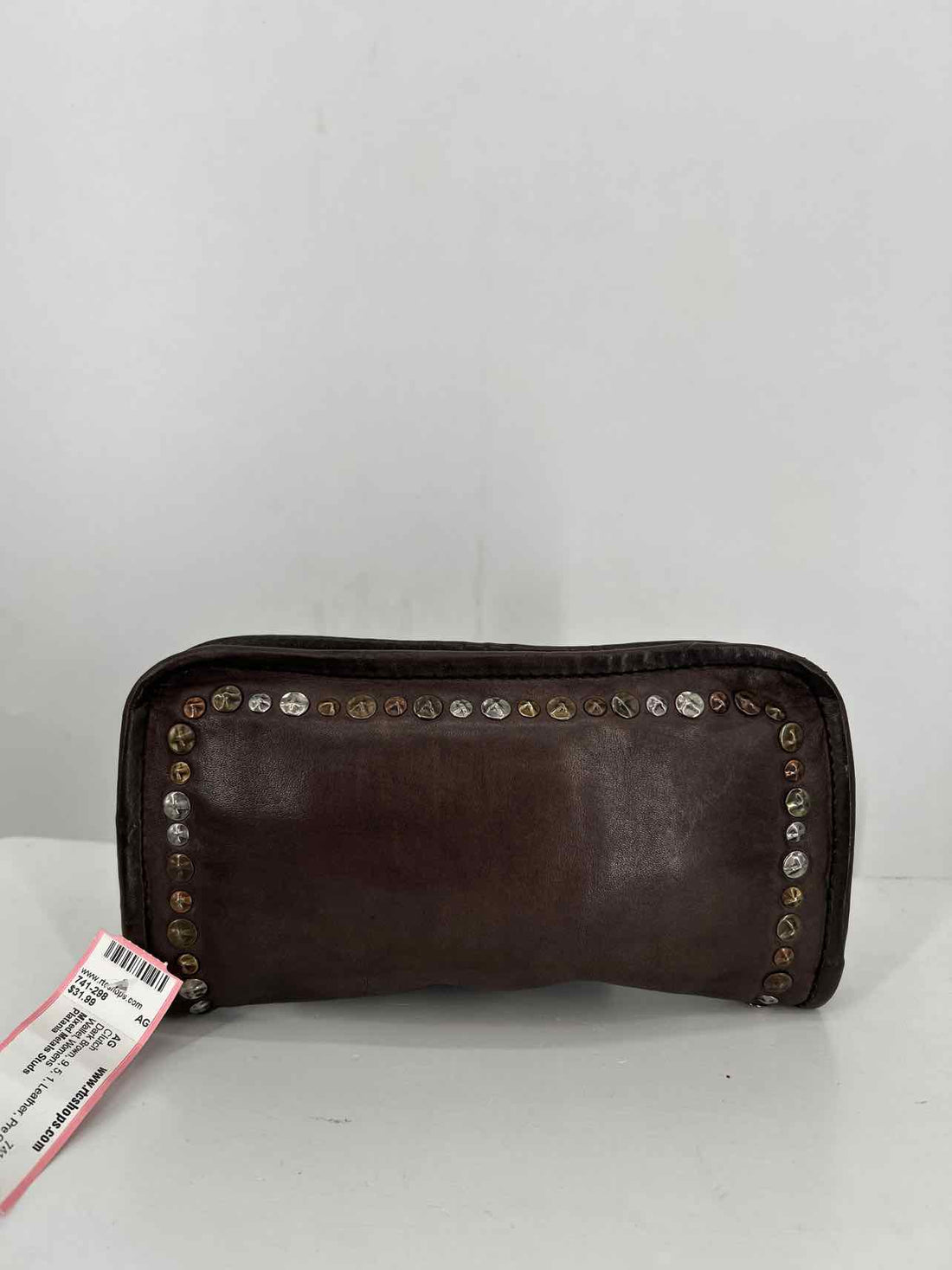 Platania Dark Brown Leather Pre Owned Clutch