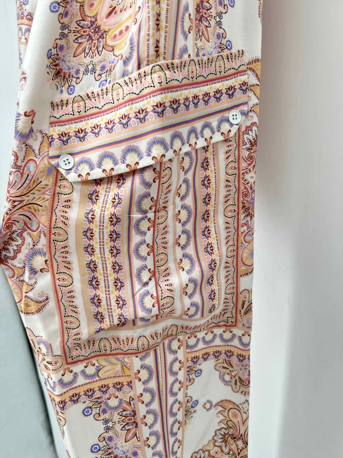 Hale Bob Size L White Print Silk/Viscose Pants