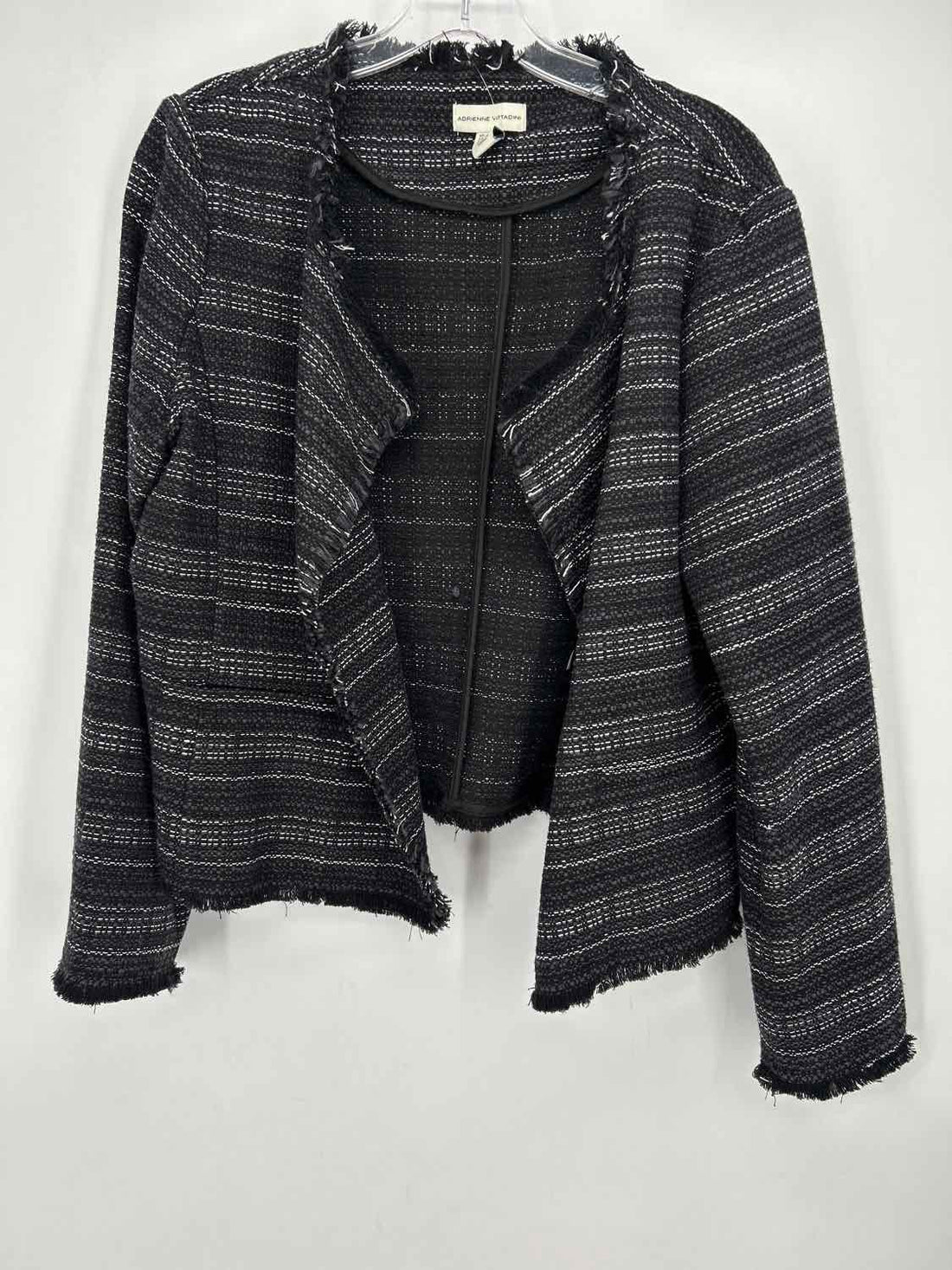 Adrienne Vittadini Size L Black & White Tweed Blazer