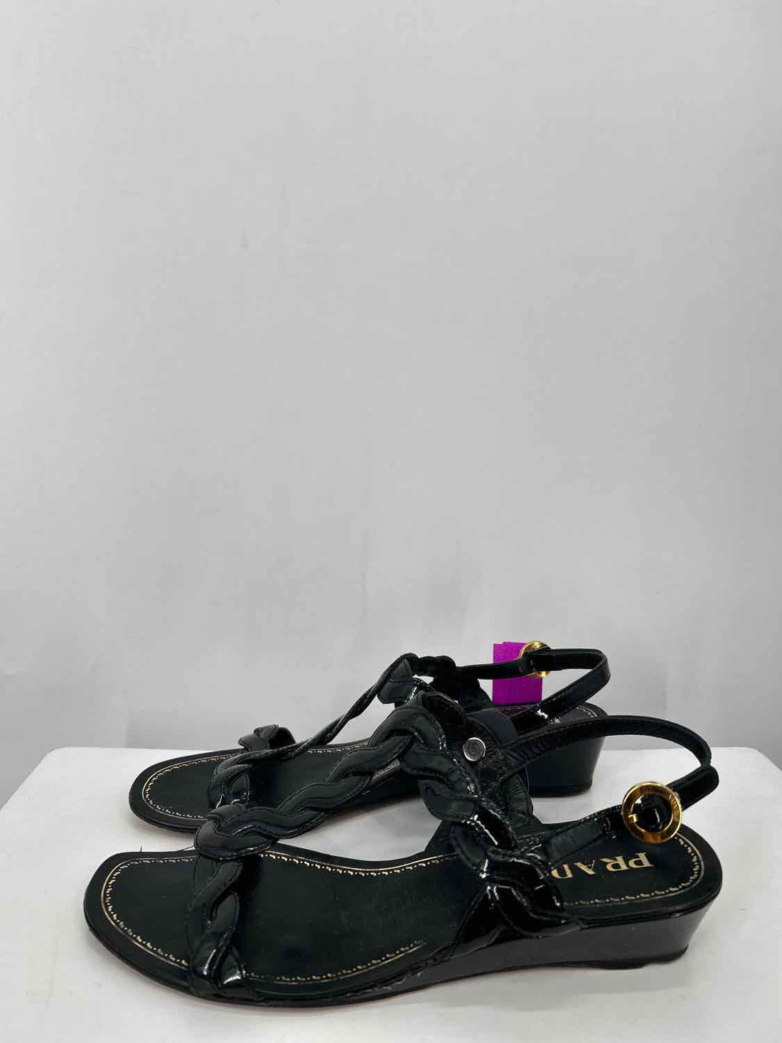 Prada Size 40 Patent Leather Black LUXURY