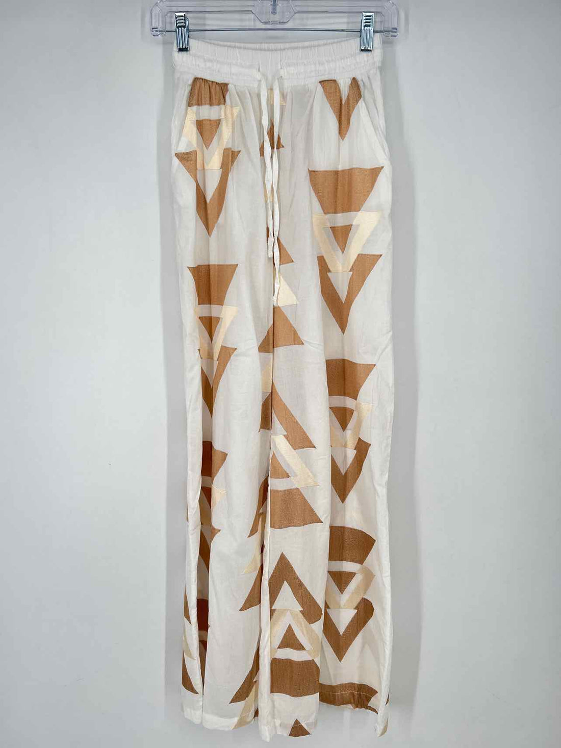 AEther Concept XS White & Beige Embroidered New Boutique Pants