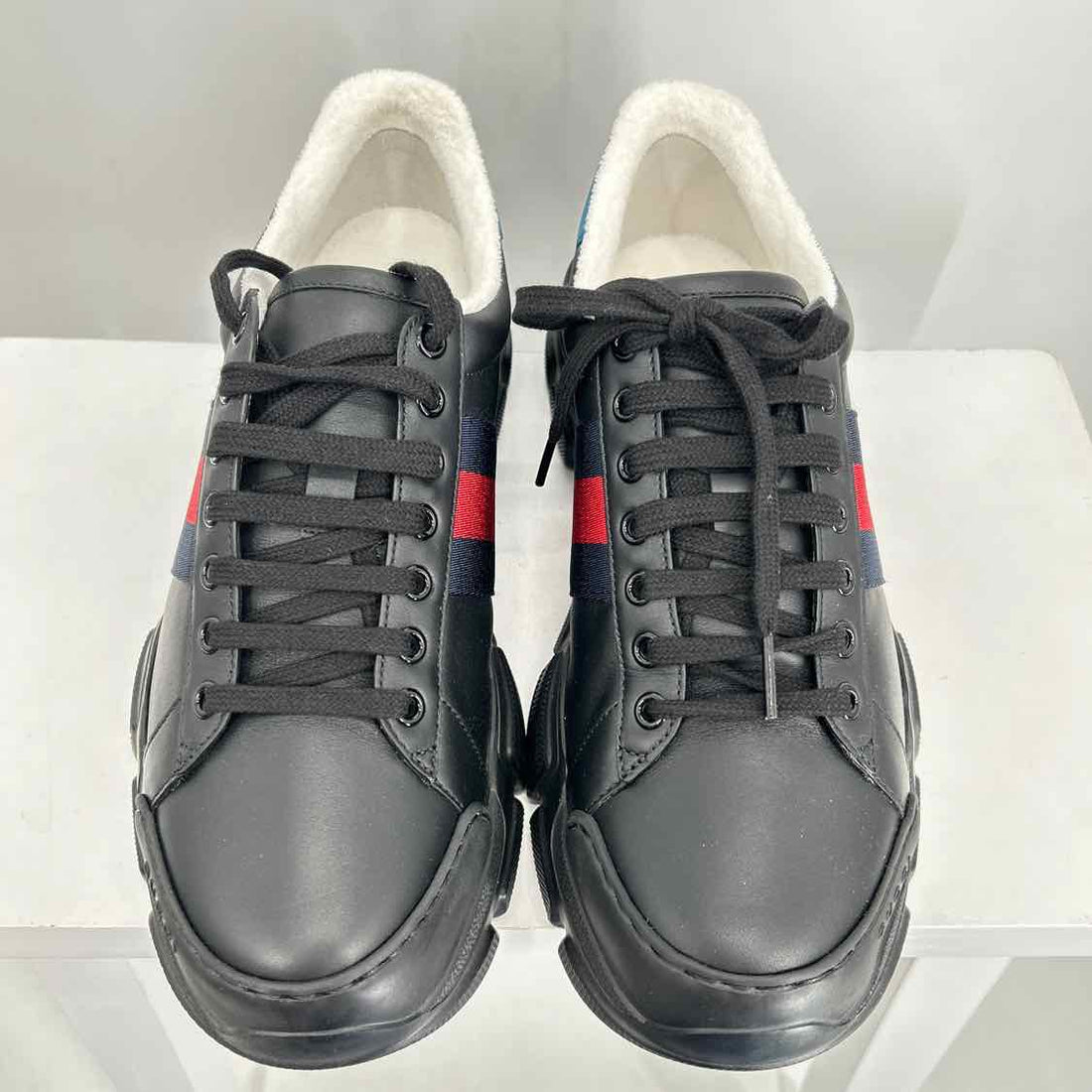 Gucci Nathane Sneakers Mens Size 7.5 Black Pre Owned Leather LUXURY