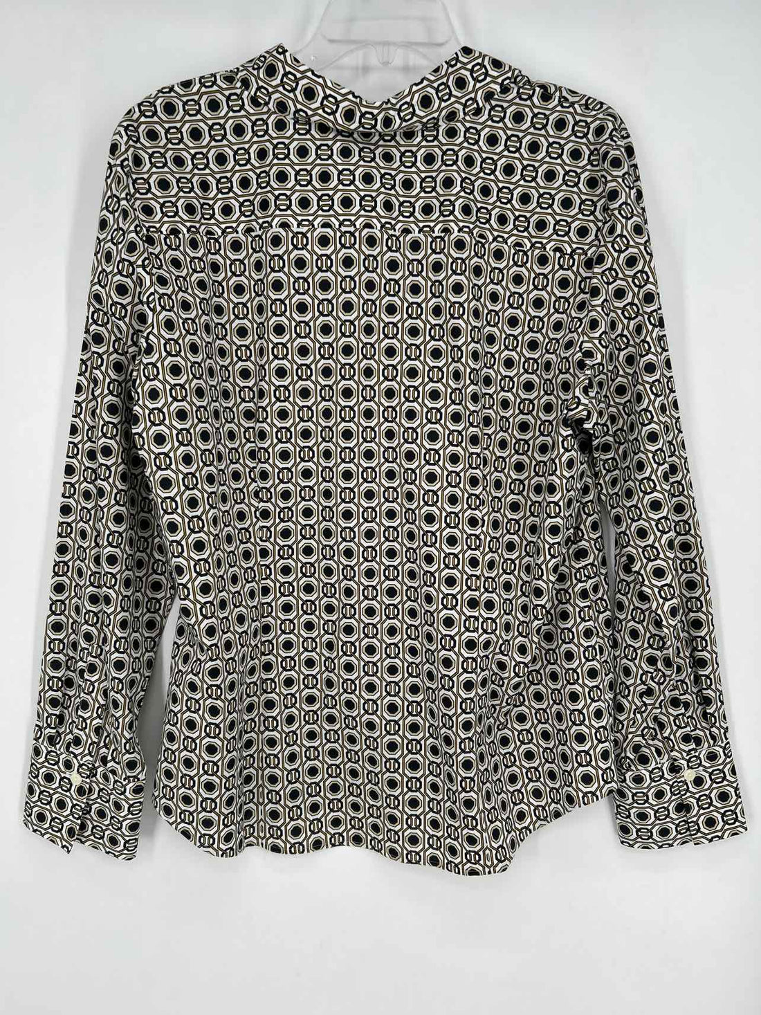 Hinson Wu Size 18 White & Black Print Long Sleeve Top/Blouse