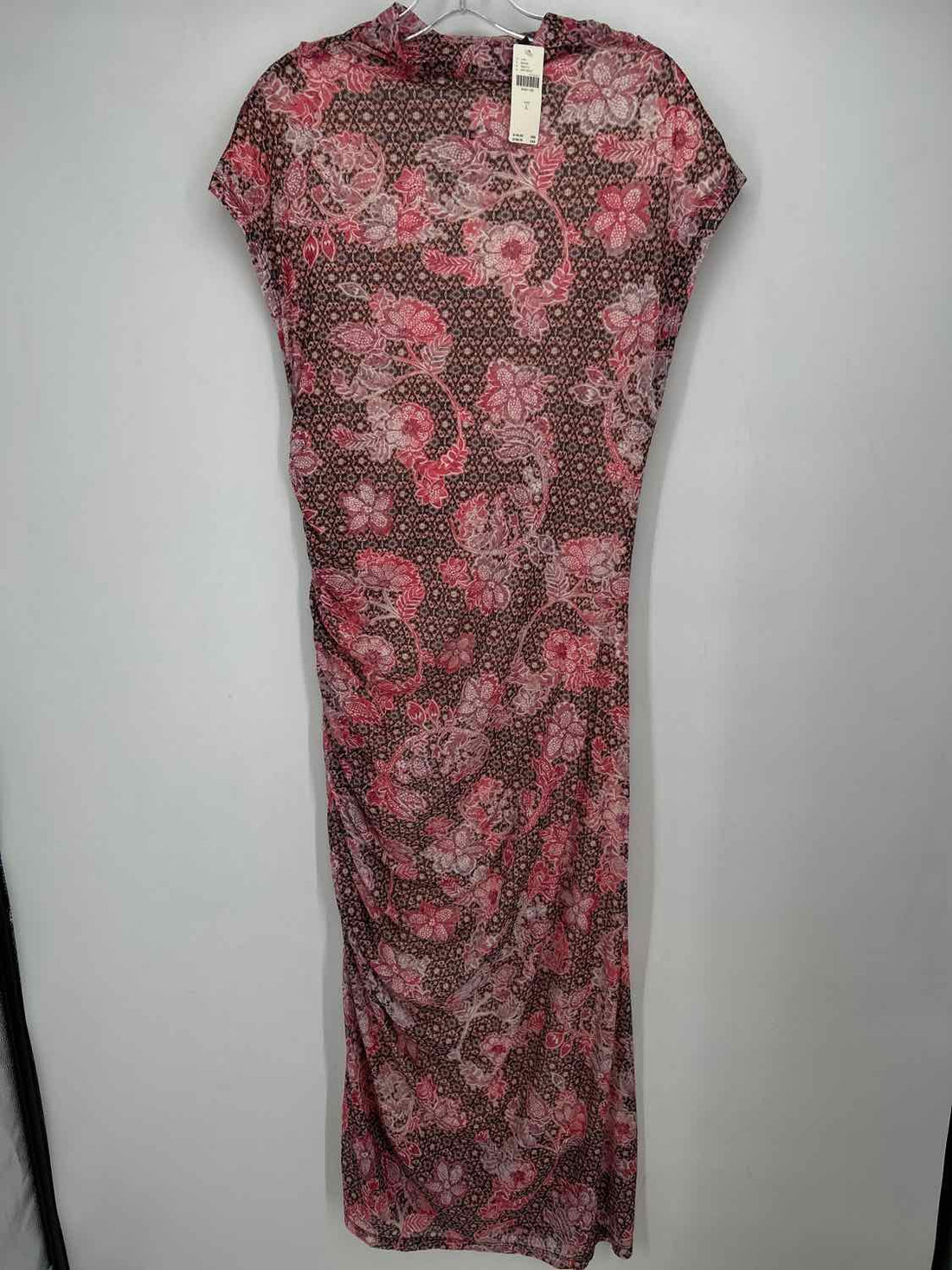 By Anthropologie Size L Pink & Black Print Sleeveless Dress