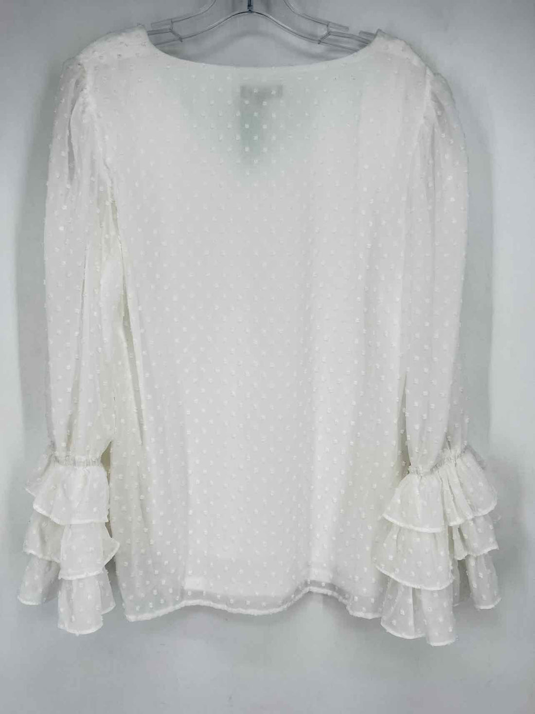 1 State Size L White Swiss Dot Long Sleeve