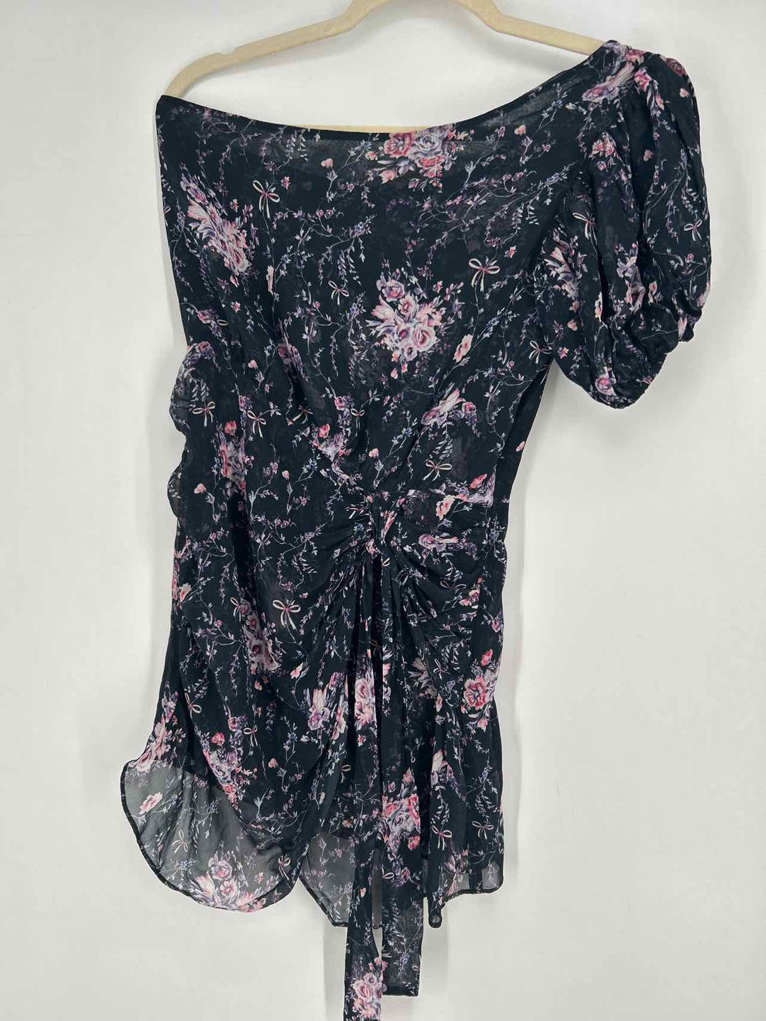 Love Shack Fancy Size XS Navy Floral One Shoulder Dress
