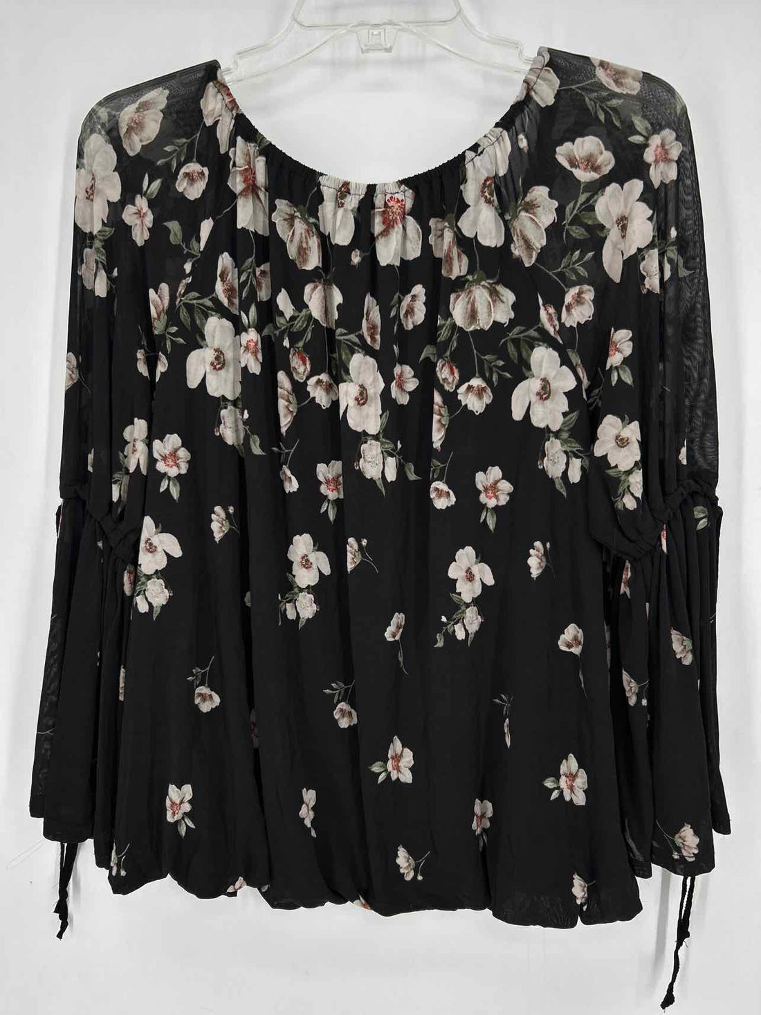 Ember Size L Black Floral Sheer Long Sleeve