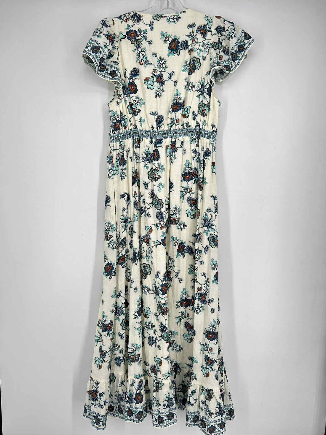Max Studio Size M White & Blue Print Short Sleeve Dress
