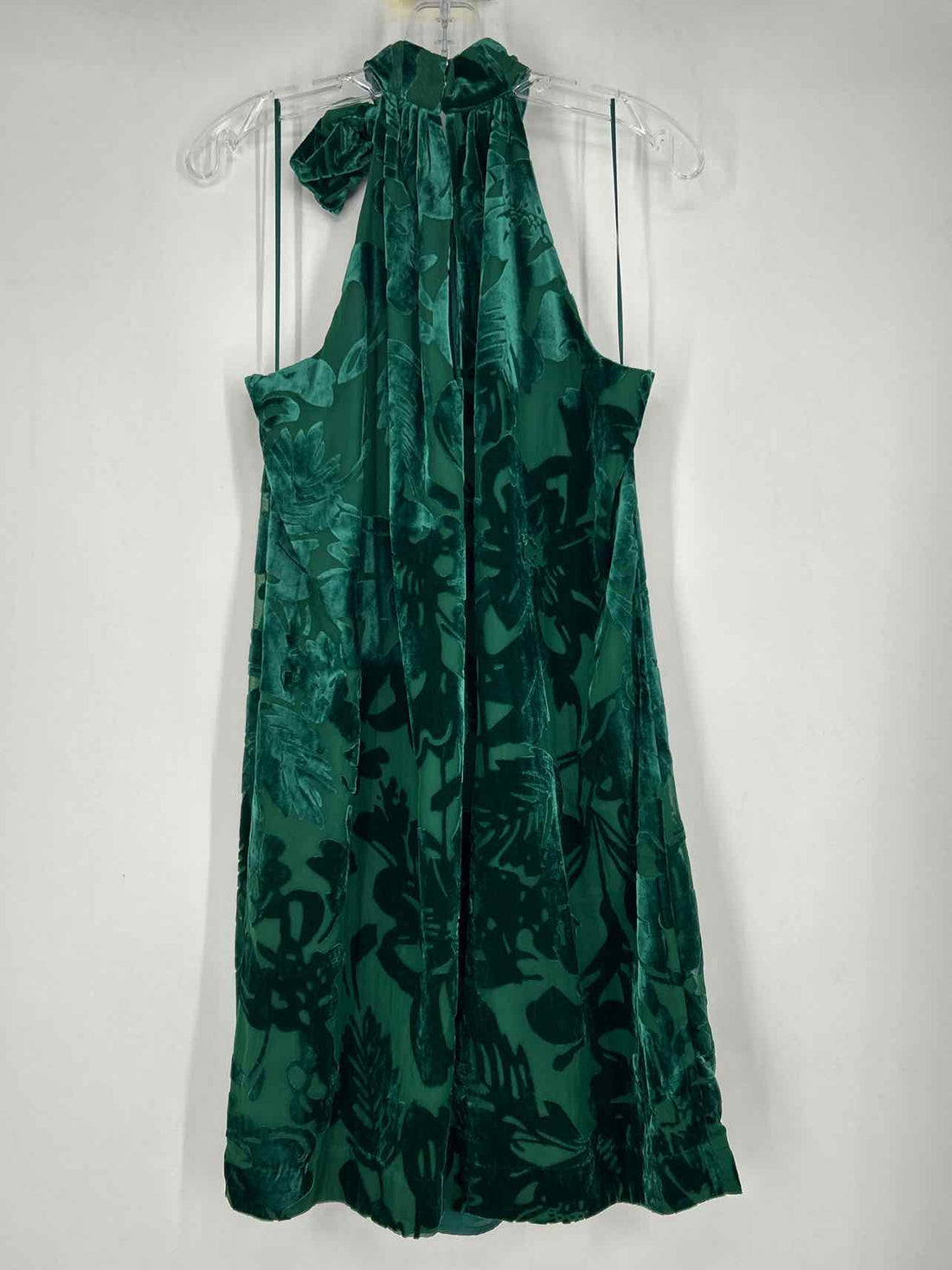 Trina by Trina Turk Size M Green Velvet Burn Out Sleeveless Dress