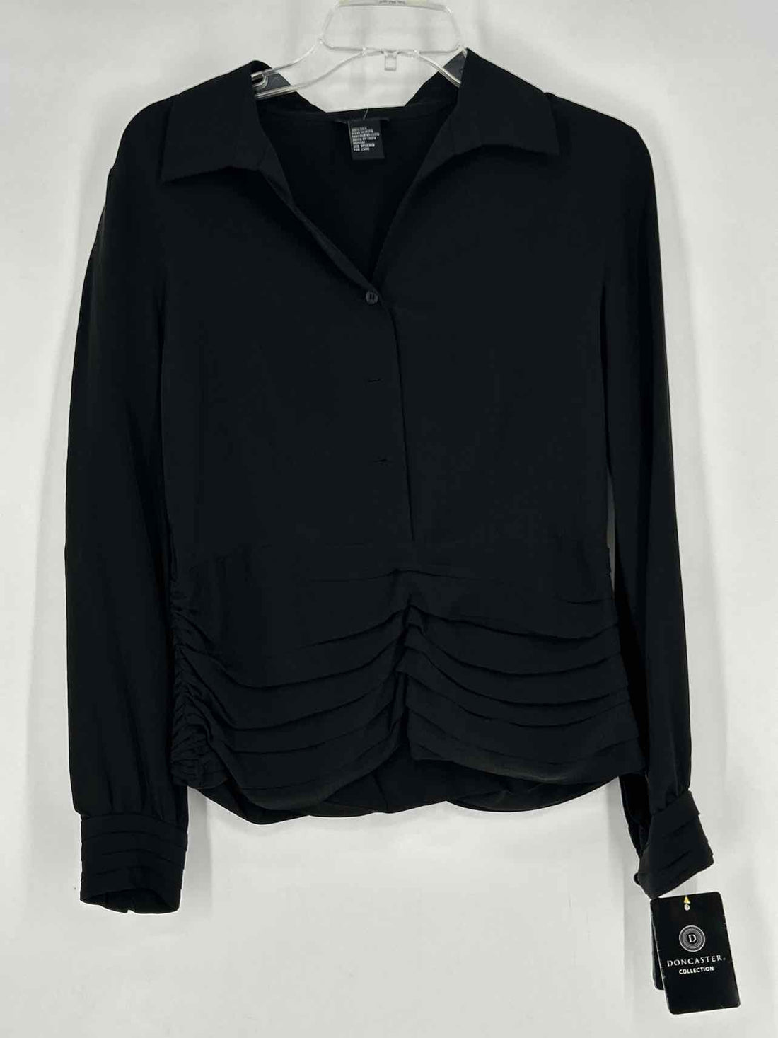 Doncaster Size 8 Black Silk Long Sleeve