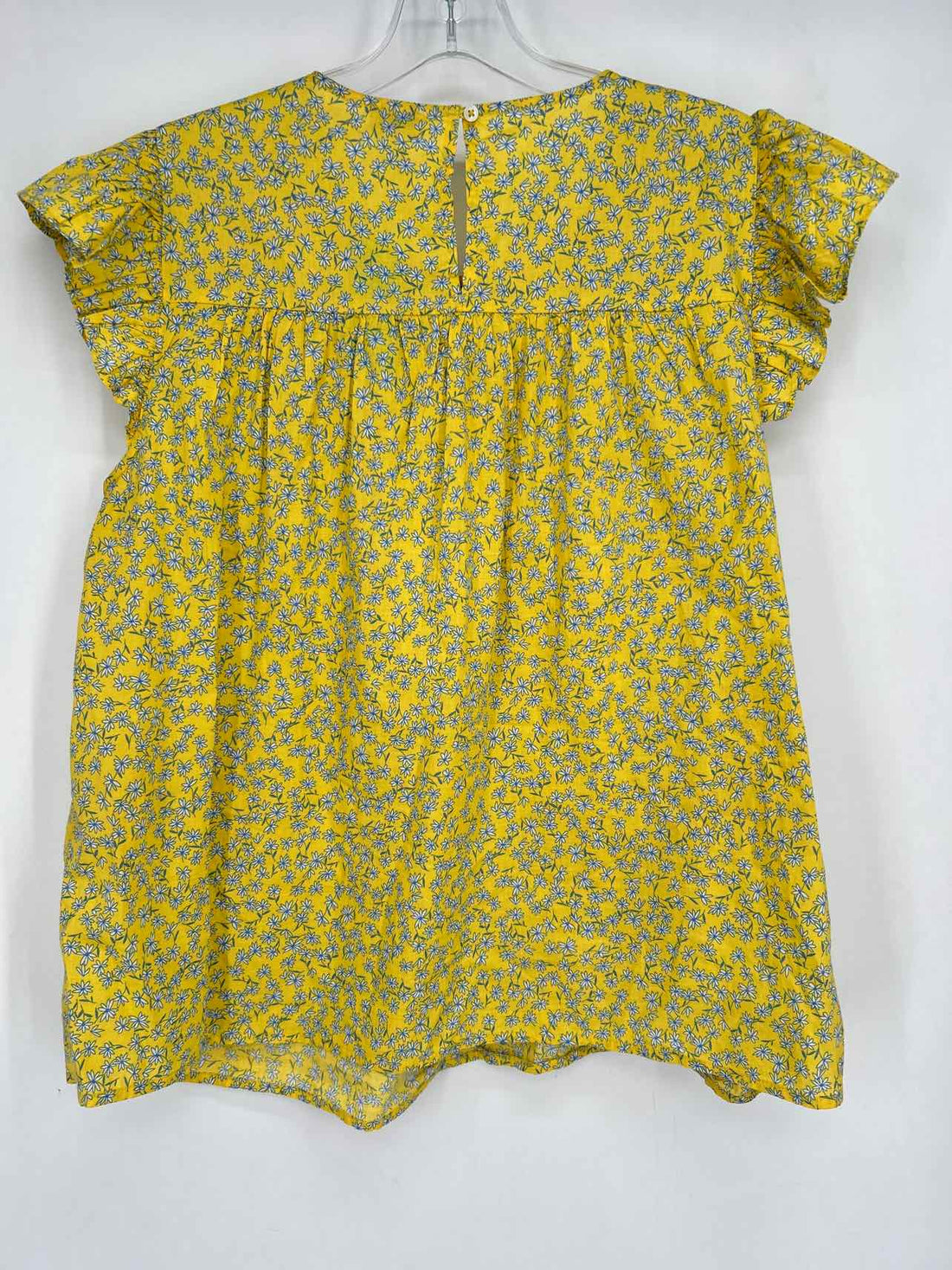 J Crew Size M Yellow & Blue Floral Short Sleeve