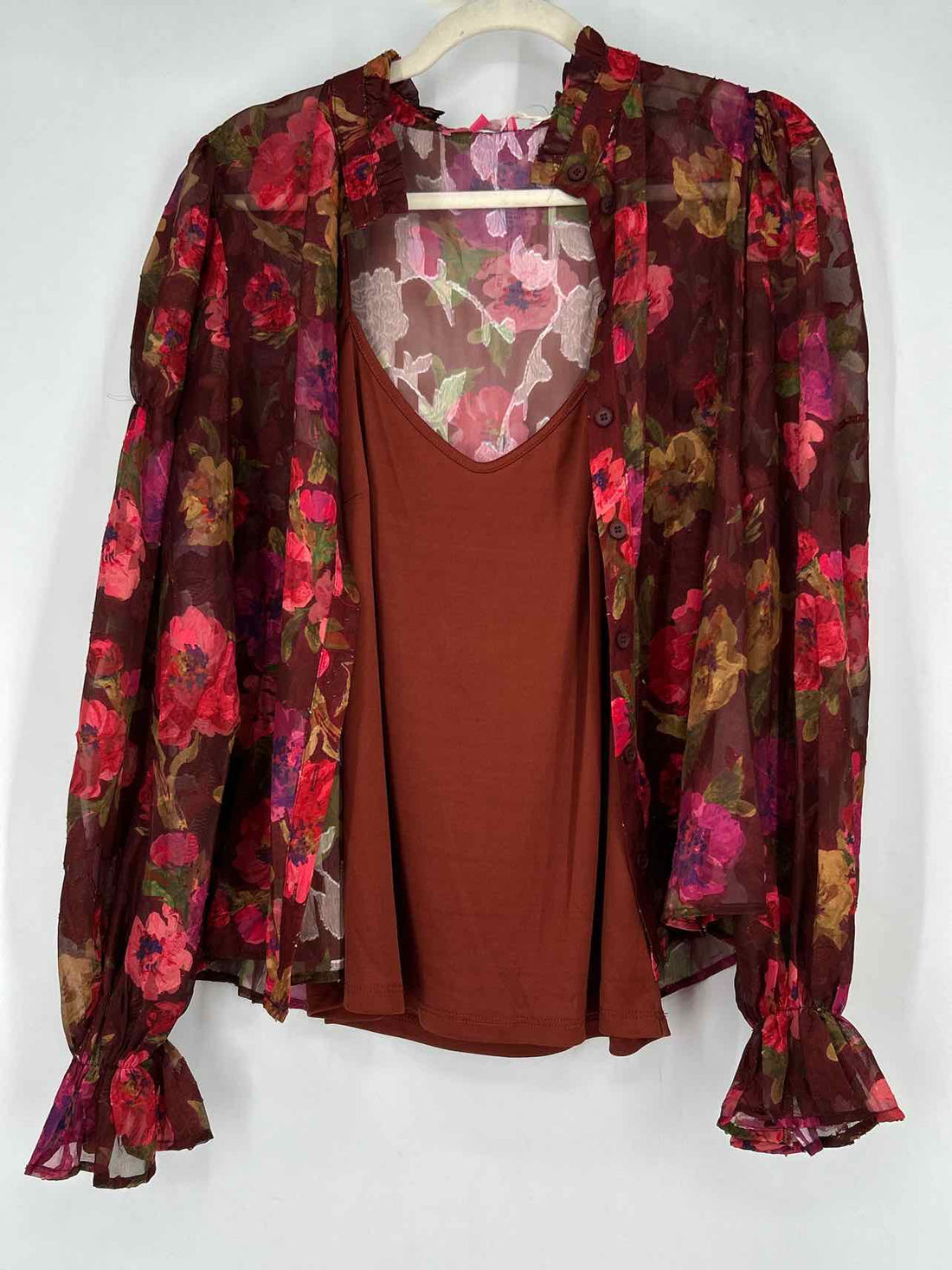 Flying Tomato M Maroon Floral New Boutique Top