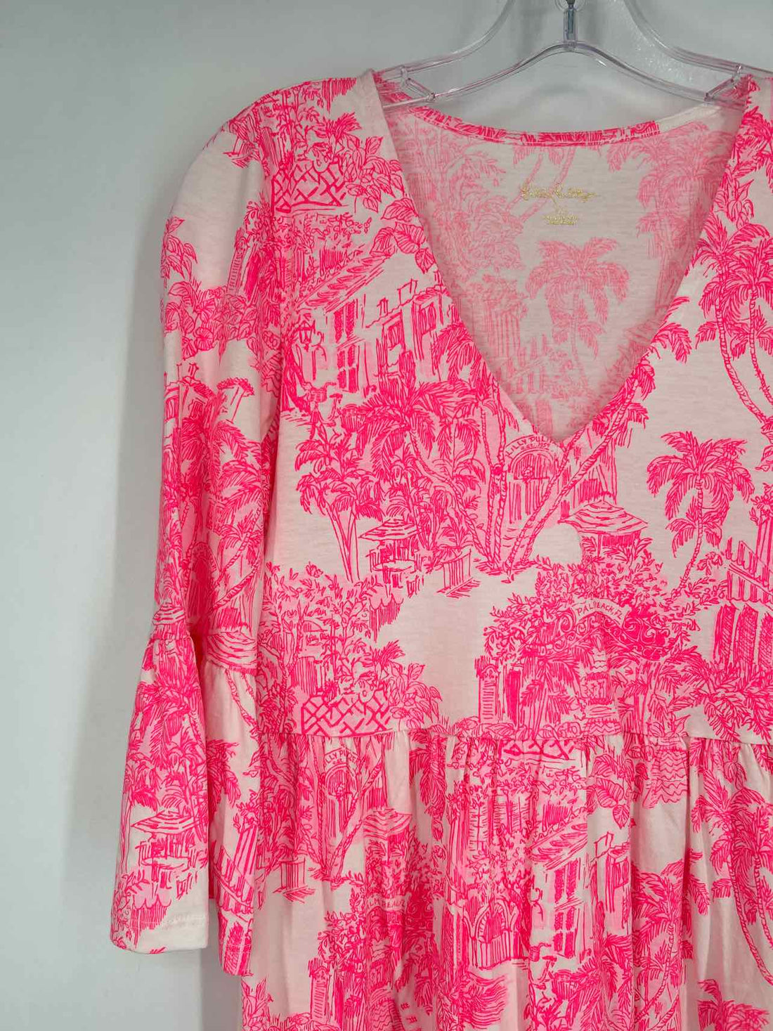 Lilly Pulitzer XS White & Neon Pink Long Sleeve Lilly Pulitzer Dress