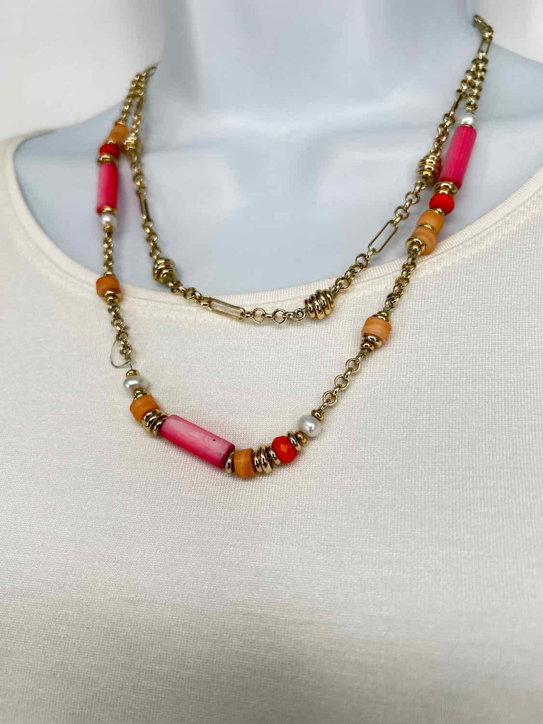 Kendra Scott Pink & orange Goldtone Necklace