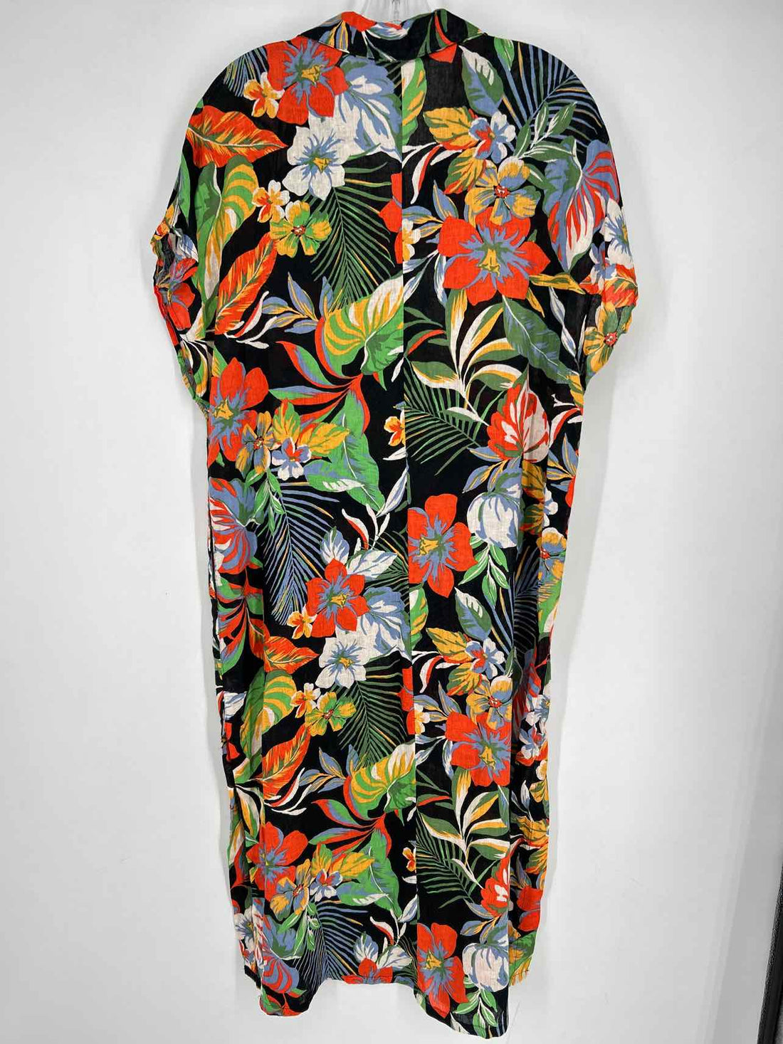 C&C California Size M Black Tropical Floral Short Sleeve Dress