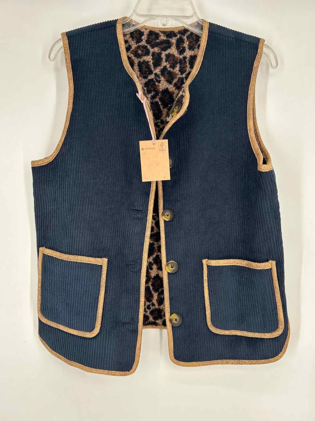 Boden Size 6 Navy & Leopard Reversible NWT Vest