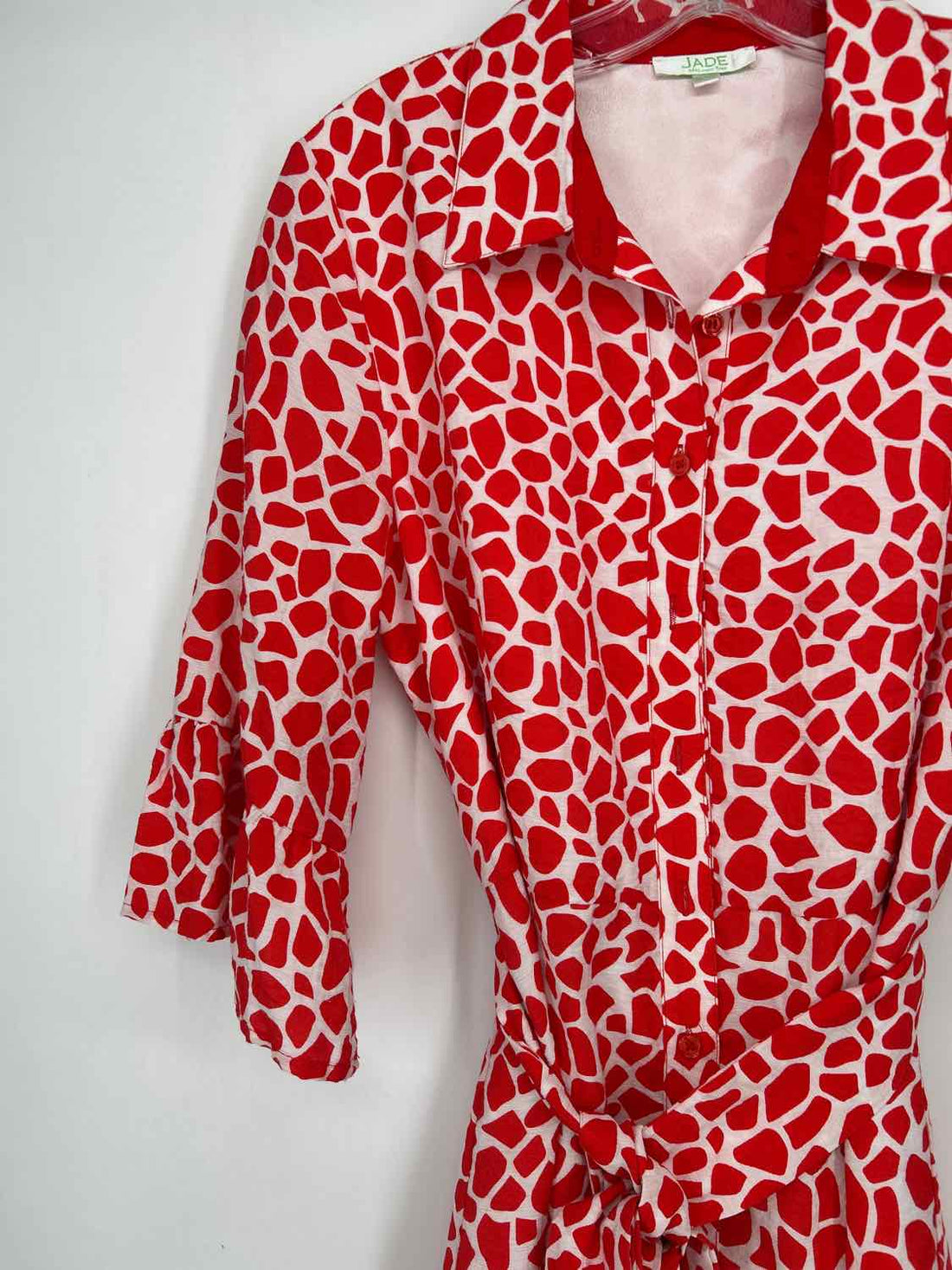 Jade Size L White & Dark Orange Short Sleeve Dress