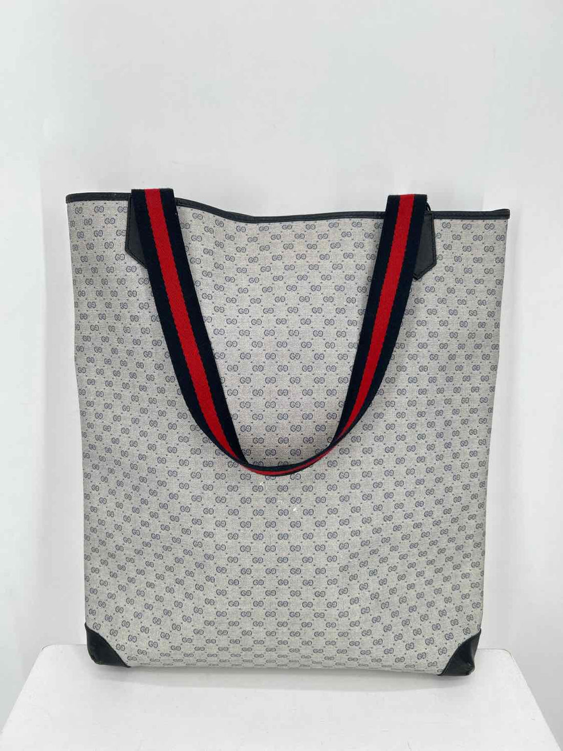 Gucci Navy Coated Canvas & Leather Vintage LUXURY
