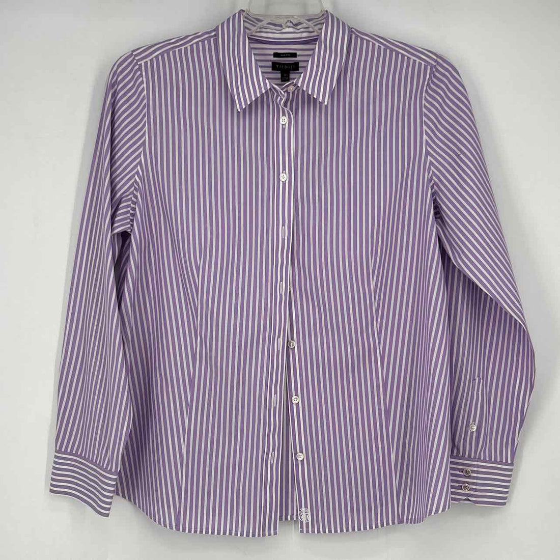 Talbots Size 14 White & purple striped Long Sleeve