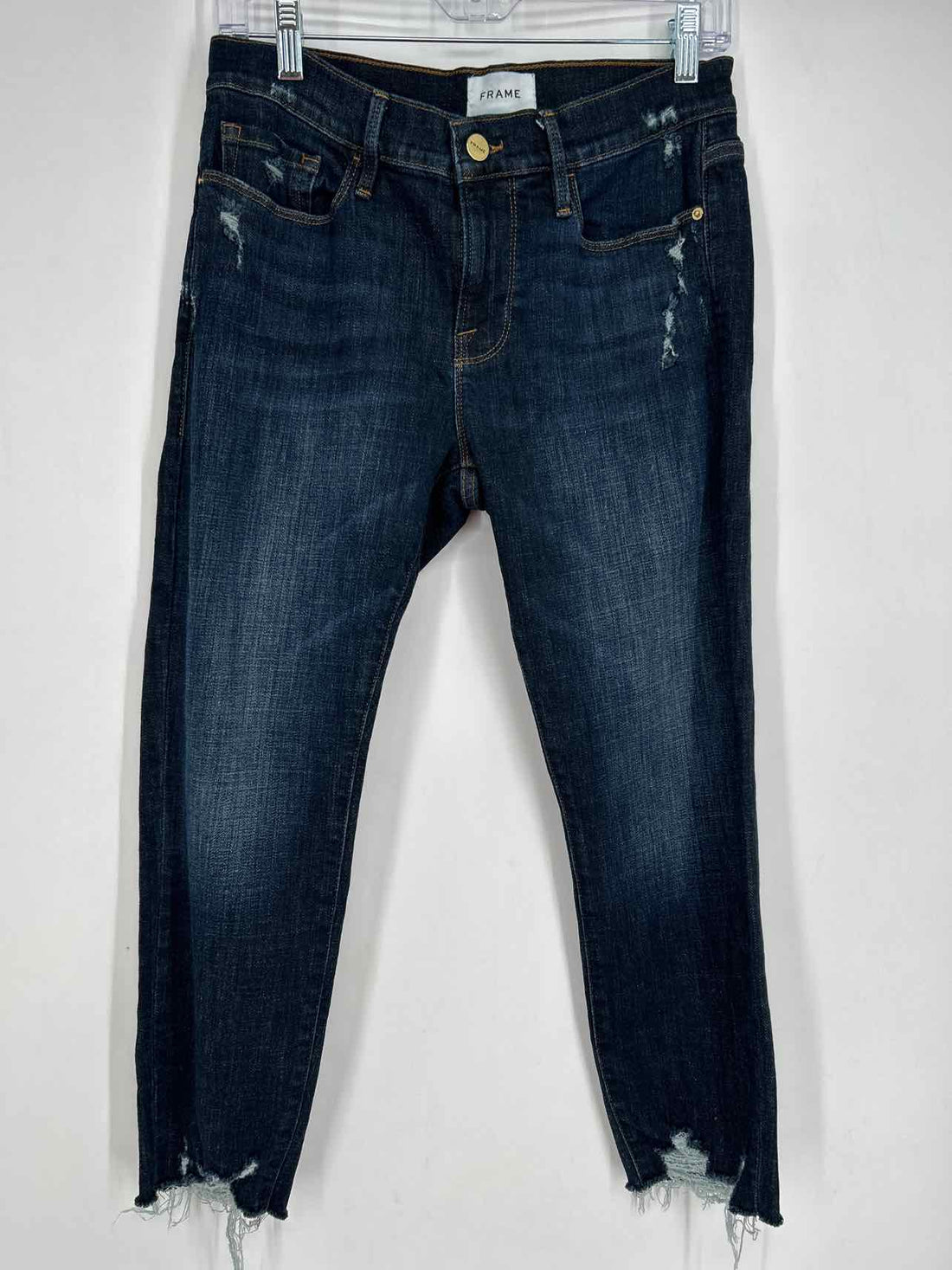 Frame Size 27 Dark Wash Distressed Jeans