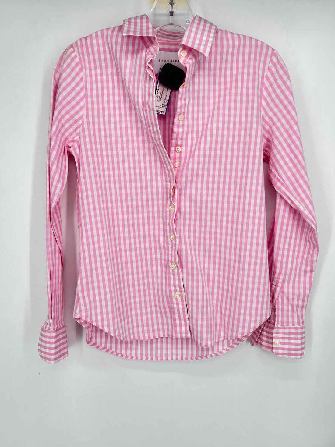 The Shirt by Rochelle Behrens Size XS Pink & White Gingham Long Sleeve