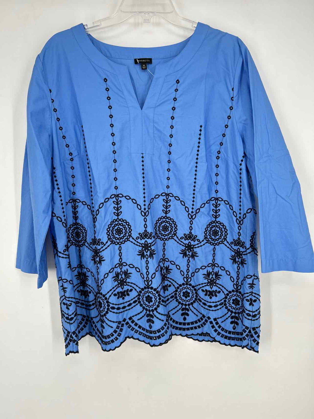 Talbots Size XL Blue & Navy Embroidered NWT Long Sleeve