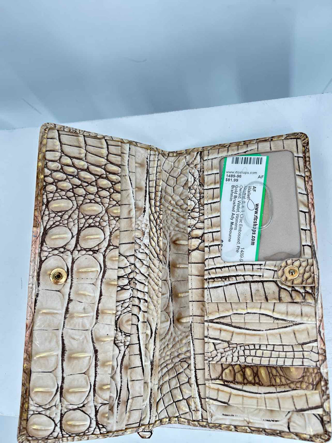 Brahmin Neutral Croc Embossed Pre Owned Wallet