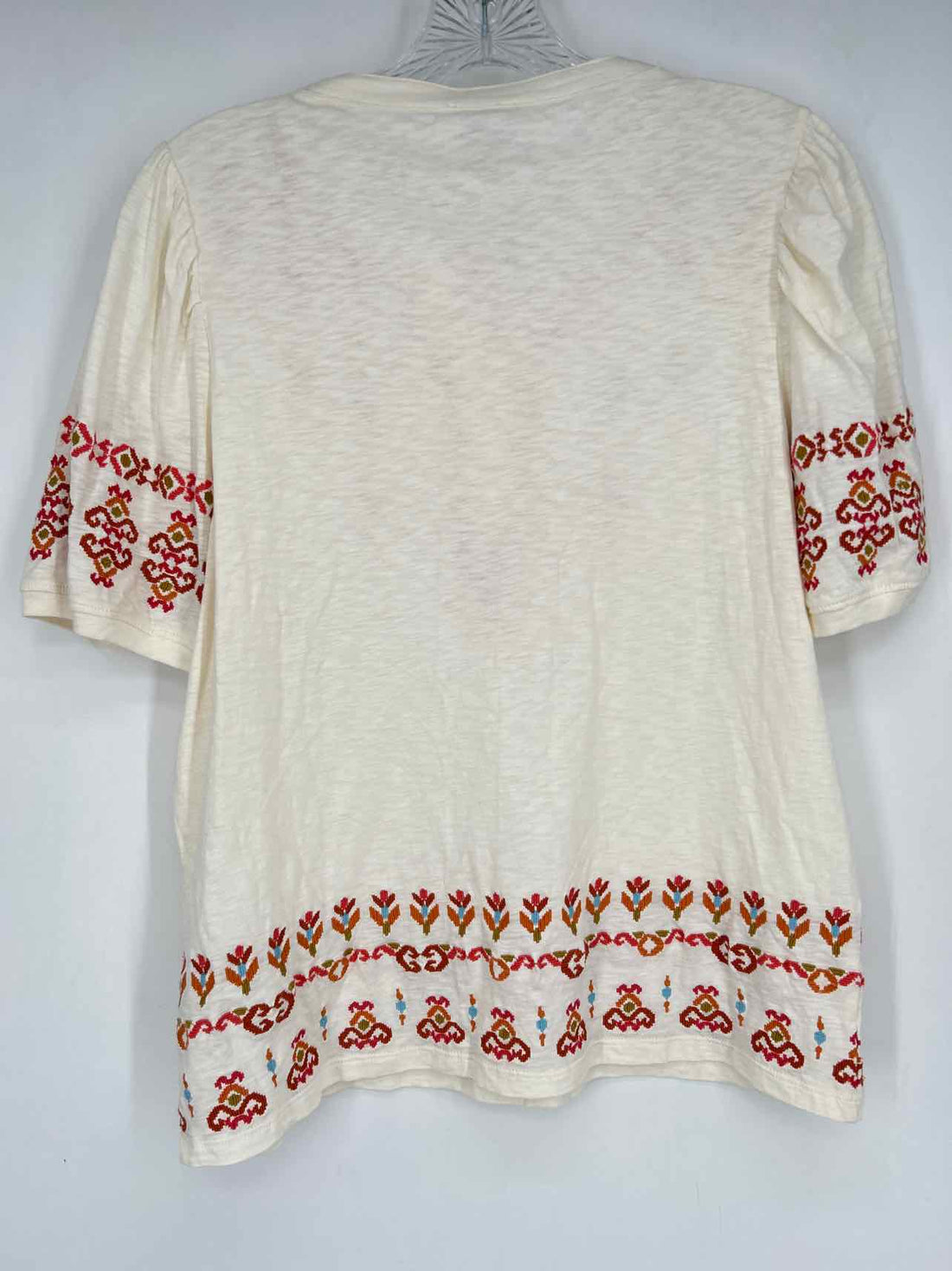 Sundance Size S Ivory Embroidered Short Sleeve