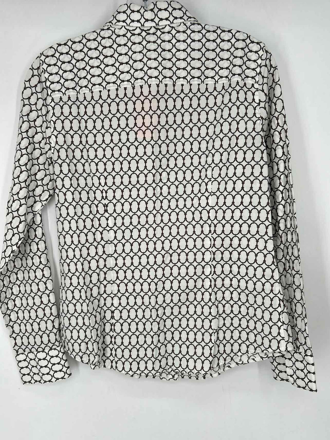 Talbots Size 4 White & Brown Print Long Sleeve