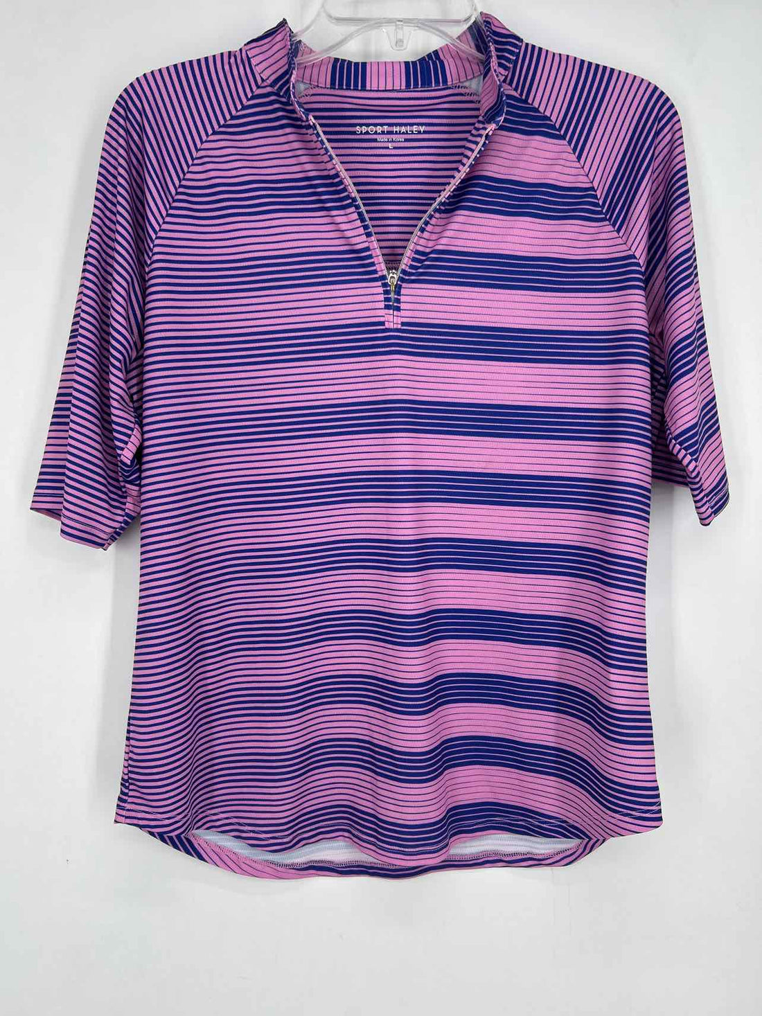Sport Haley Size L Pink & Purple Stripe Short Sleeve