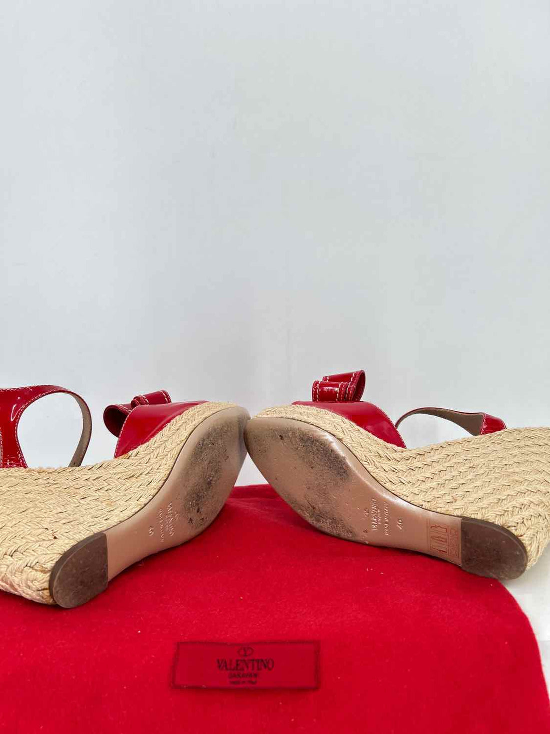 Valentino Garavani Women Size 40(9) Red Patent Leather Wedges