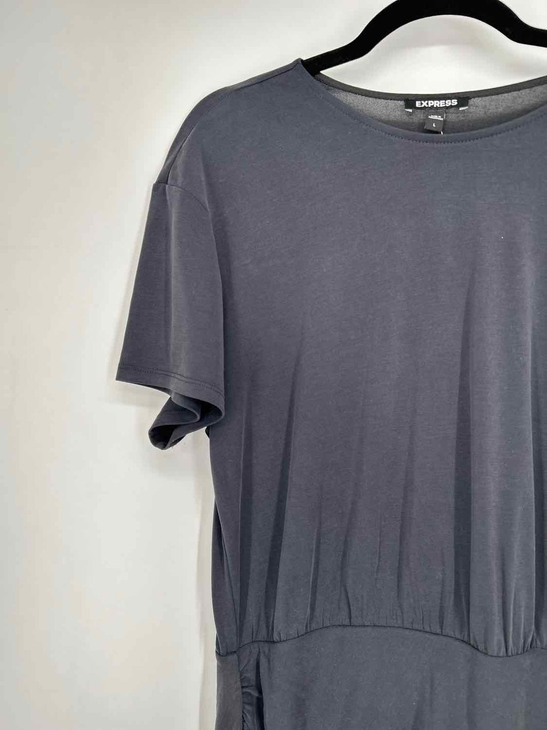 Express Size L Dark Gray Short Sleeve Dress