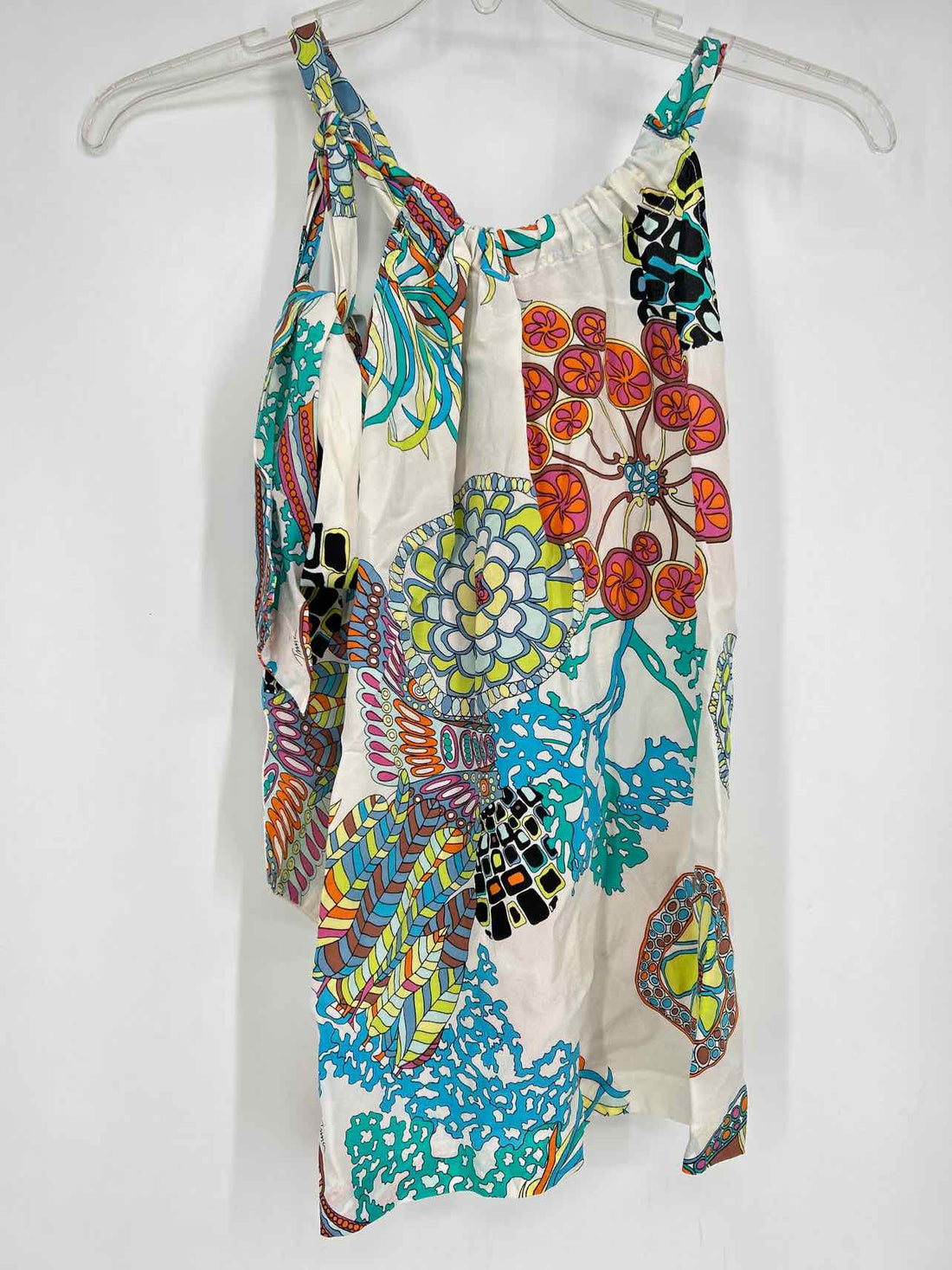 Banana Republic Size 2 White Floral Silk Sleeveless