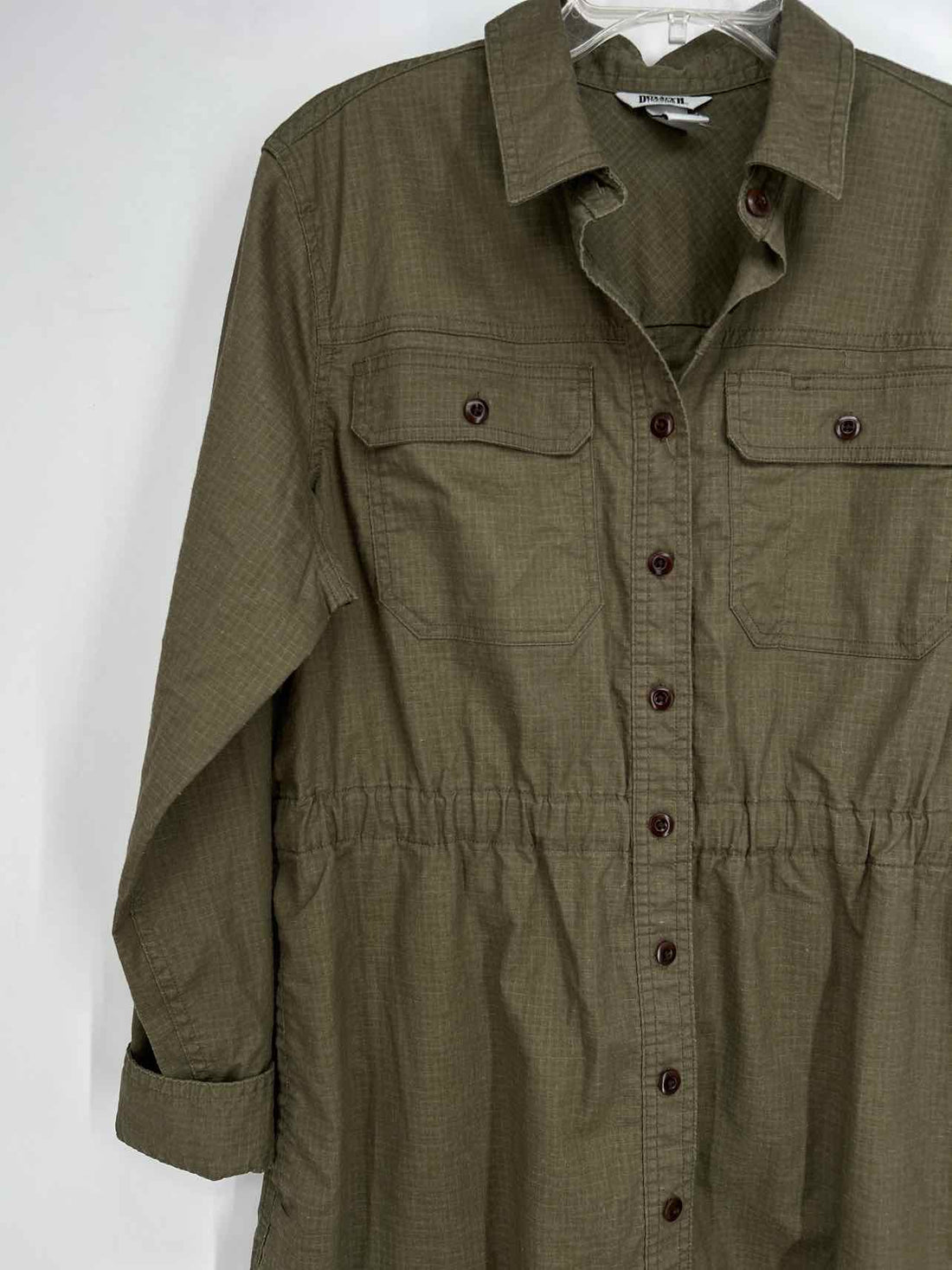 Duluth Trading Company Size L Olive Long Sleeve Dress