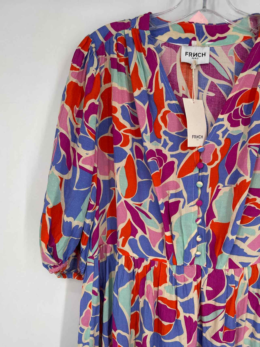 Frnch Size L Cream Multi Color Print NWT Dress