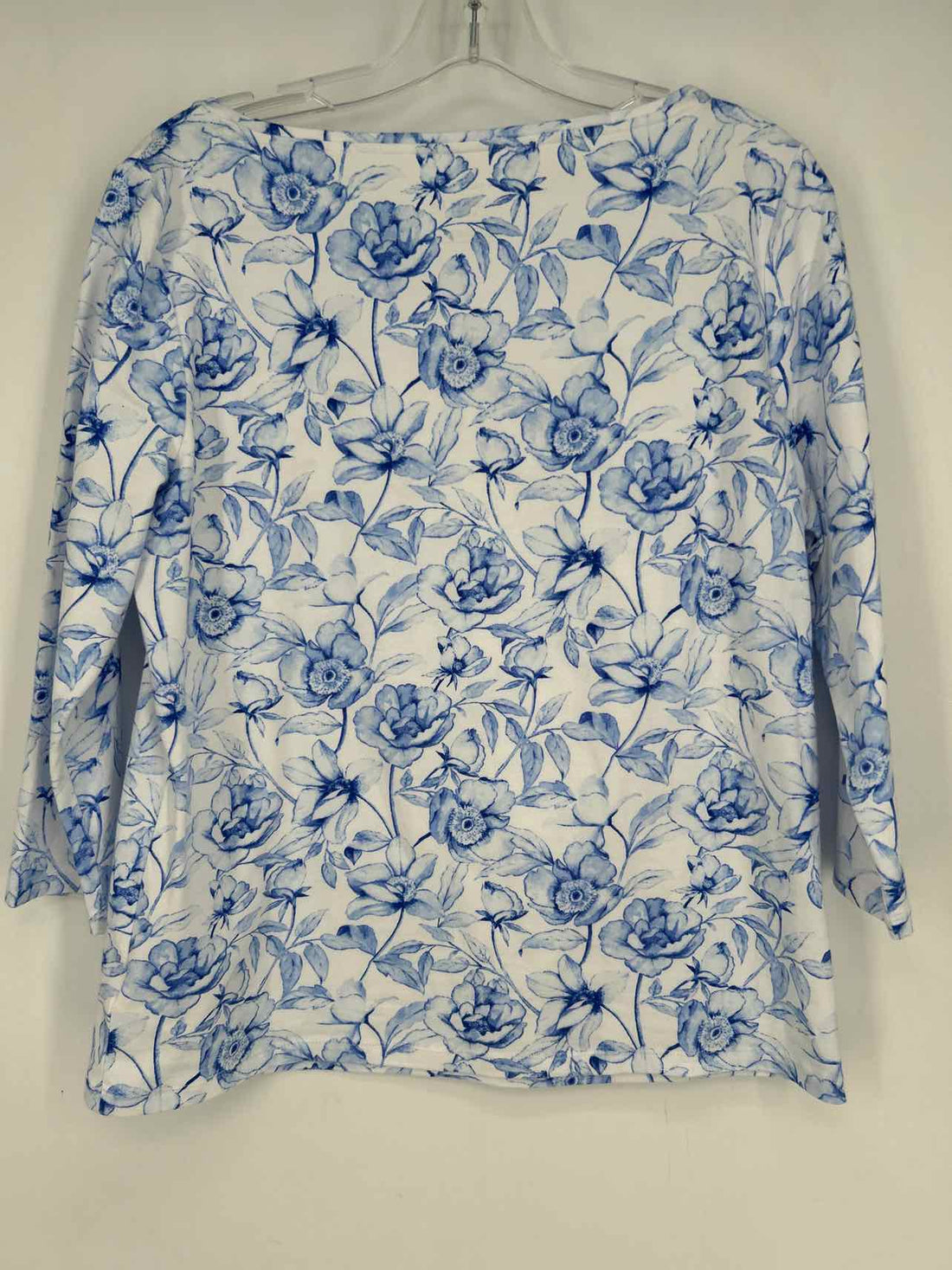 Talbots Size LP White & Blue Floral Long Sleeve