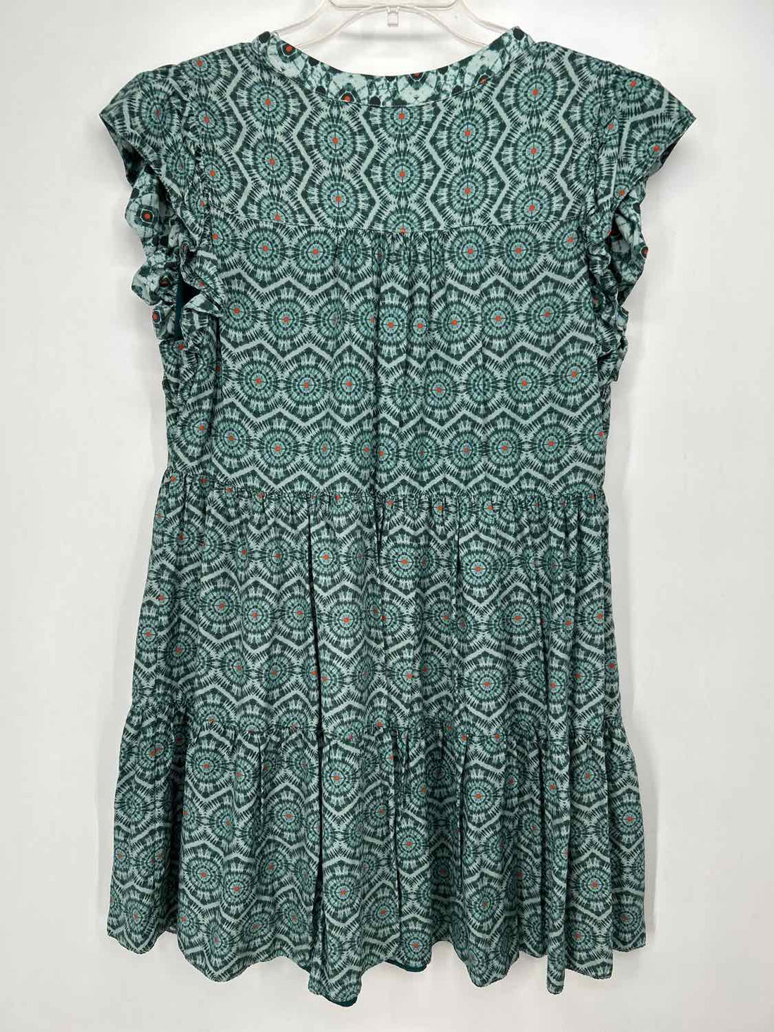Marie Oliver Size L Dark teal & orange print Short Sleeve Dress