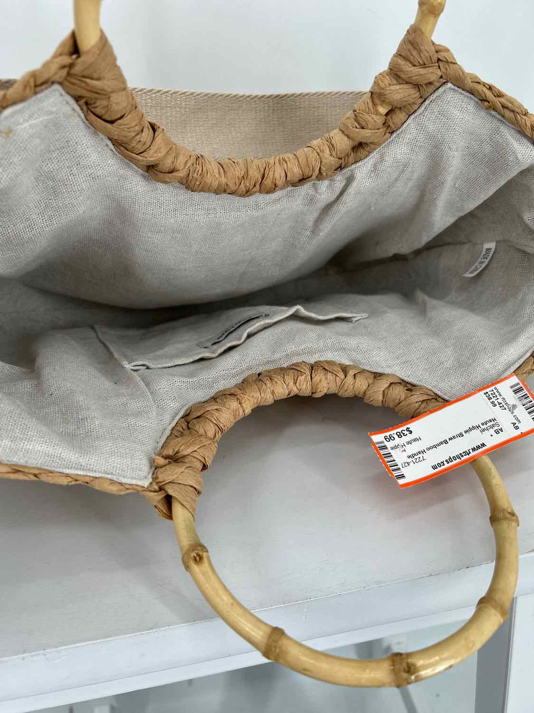 Haute Hippie Straw Bamboo Handle Satchel