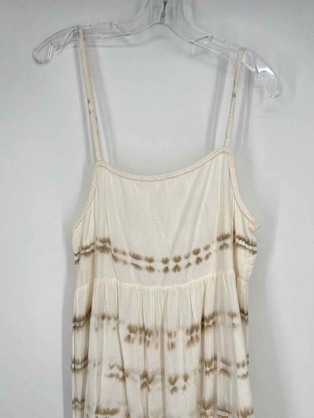 Aerie Size L White & Taupe Sleeveless Maxi