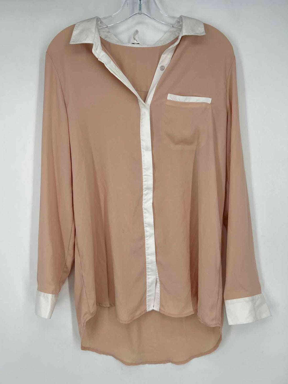 Free People Size M Blush & White Long Sleeve