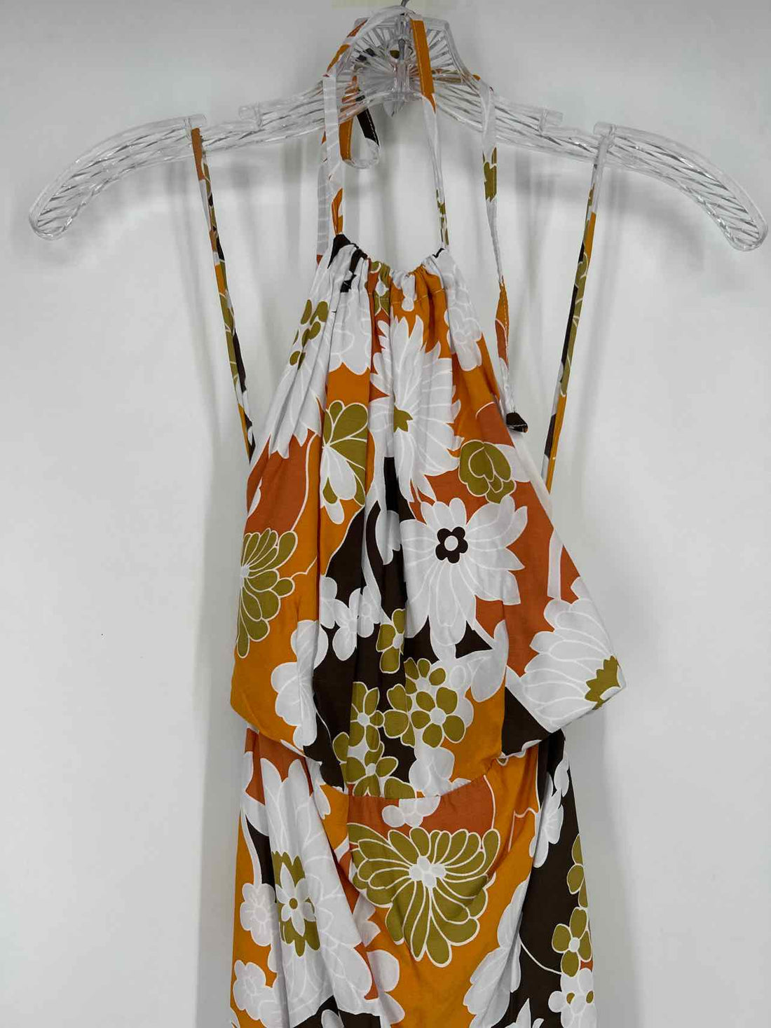 Faithfull The Brand Size 6 Orange Print Sleeveless Dress