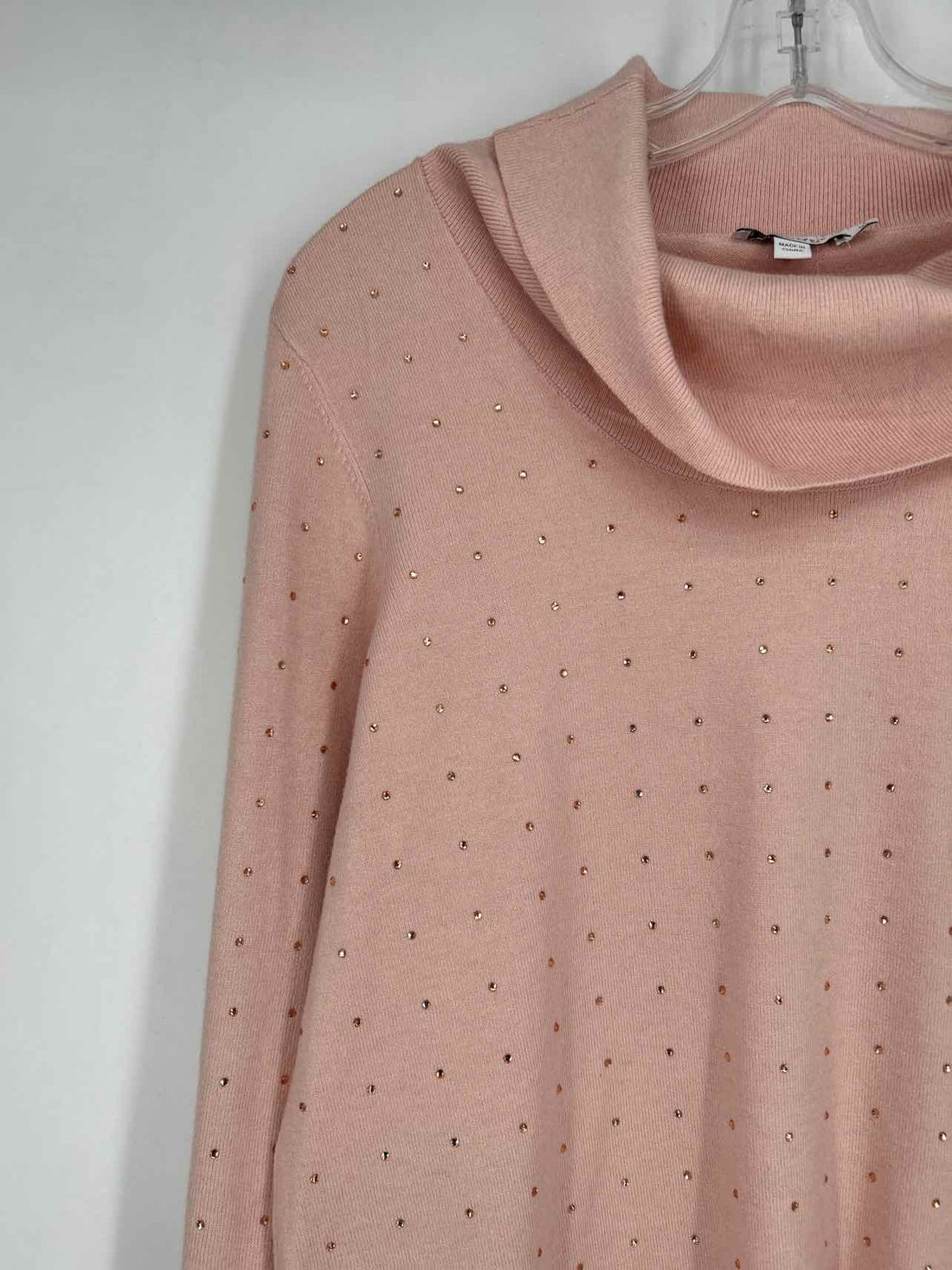Chicos Size 1 (M) Light Pink Rhinestone Sweater
