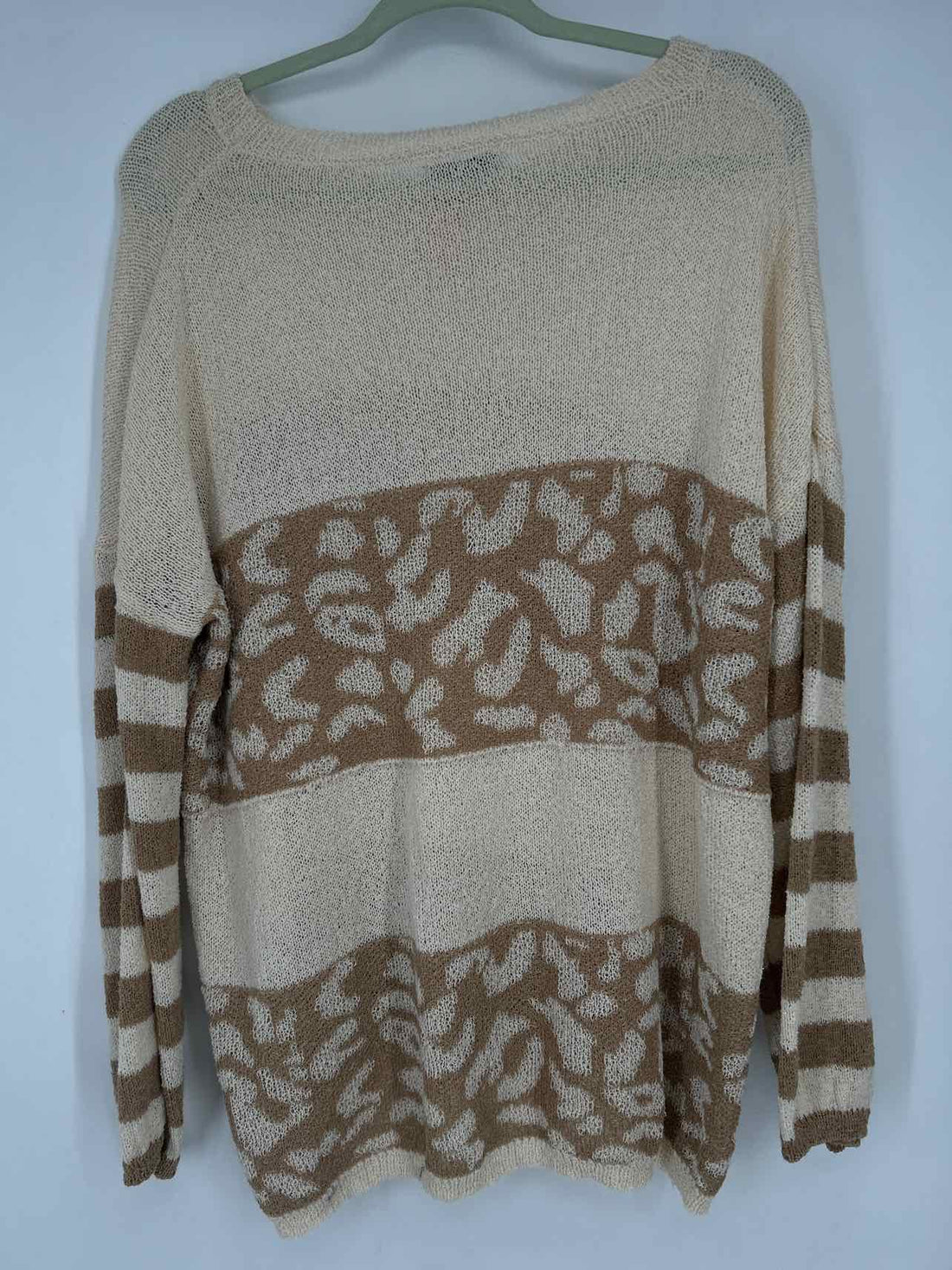 Pink Lilly Size XS Cream & Brown Stripes Sweater