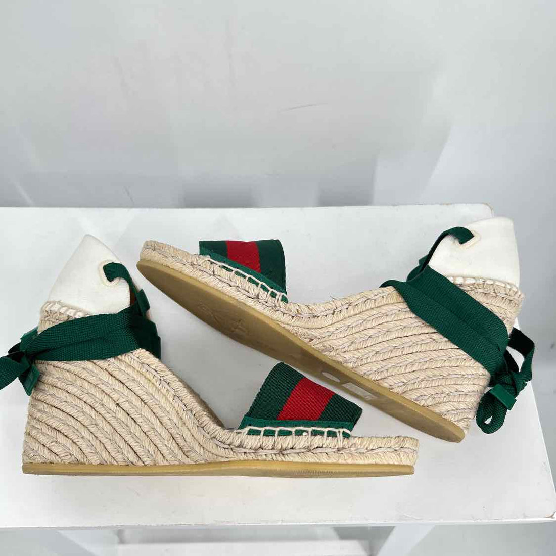 Gucci Lilibeth Women Size 38 Green & Red Pre Owned Espadrilles LUXURY