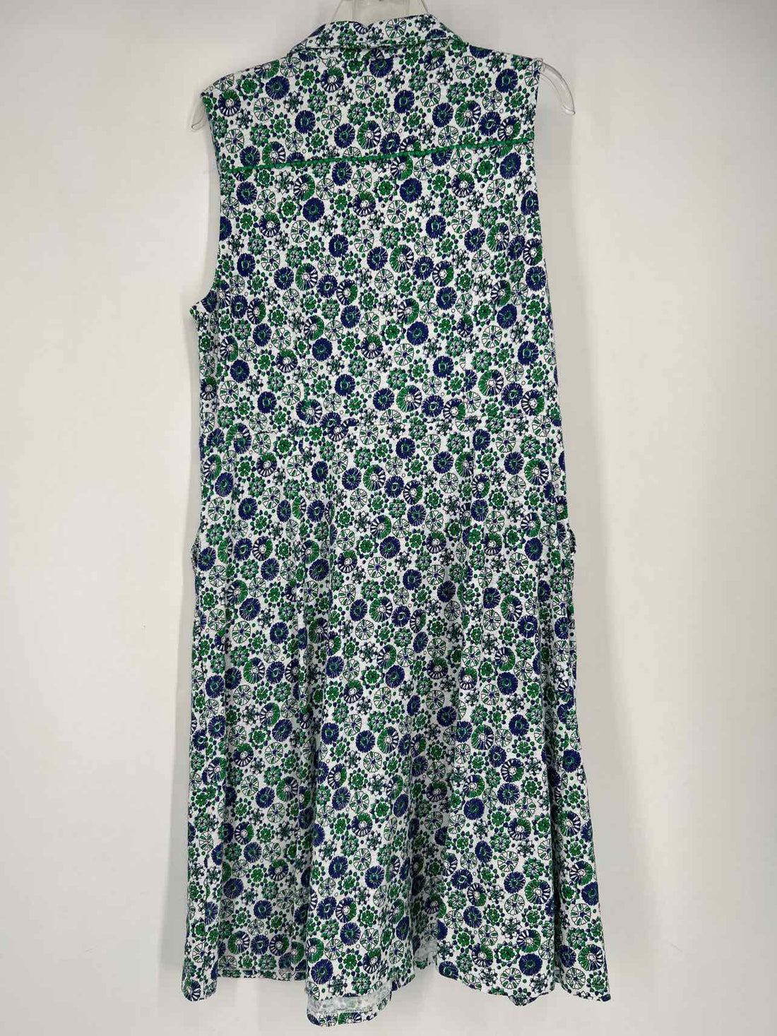 Boden Size 12 White Blue & Green Floral Sleeveless Dress