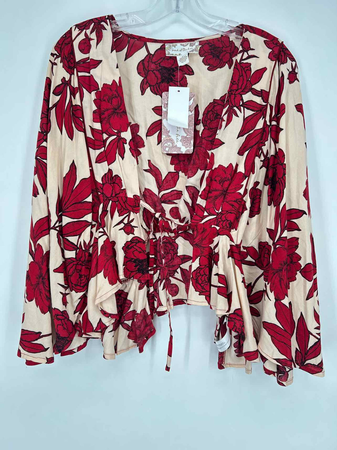 Band of the Free Size S Cream & Maroon Floral NWT Long Sleeve